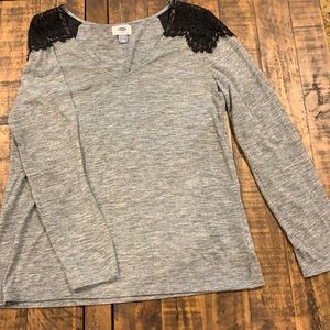 Long sleeve lace detail top